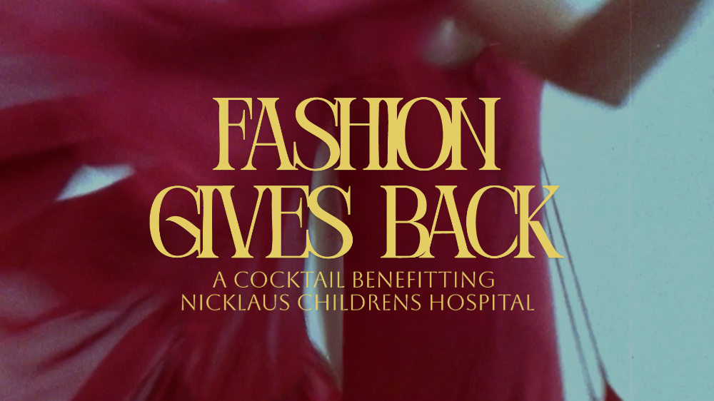 Our host speaking at Fashion Gives Back