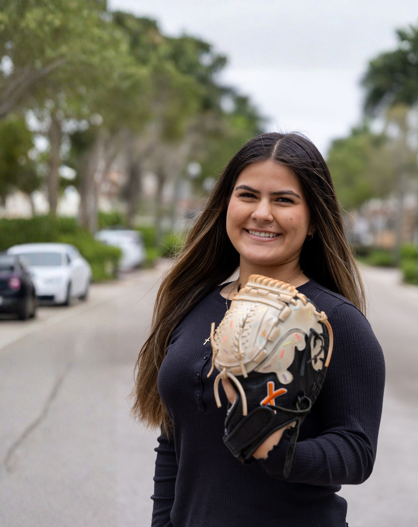 Emma with her softball glove