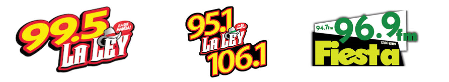 99.7 La Ley, 95.1 and 106.1 La Ley, and 96.9 Fiesta